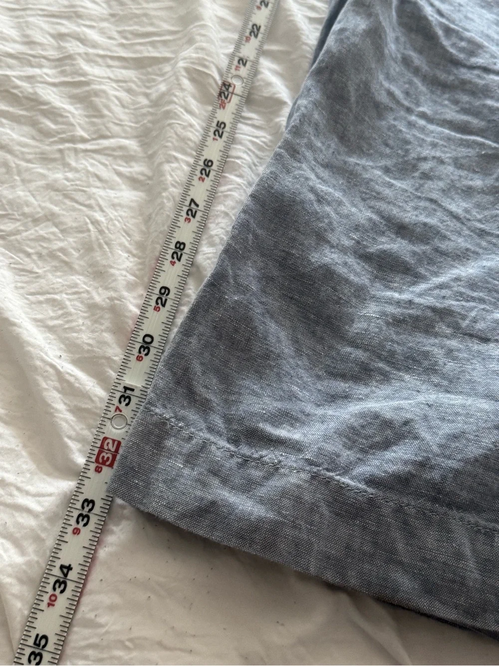 Athleta Cabo Linen Wide Leg Pants Chambray Blue Size 6L